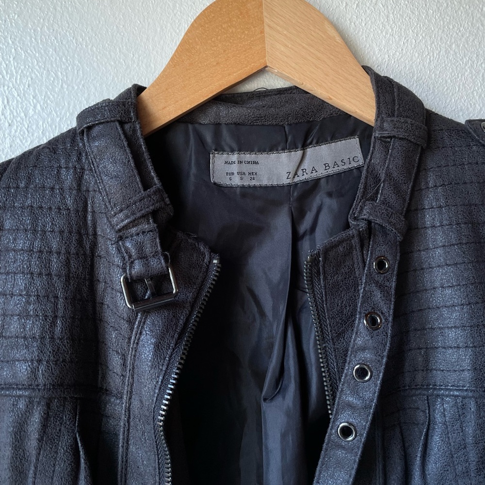 Zara woman’s charcoal faux leather jacket size S GUC - Picture 2 of 5